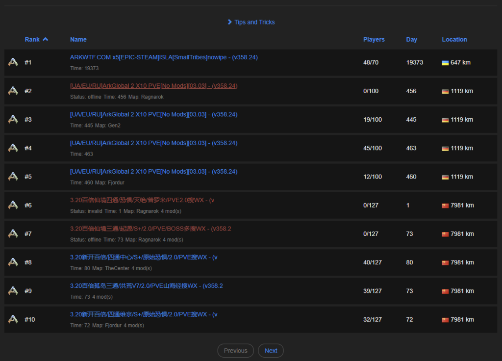 BattleMetrics Server List