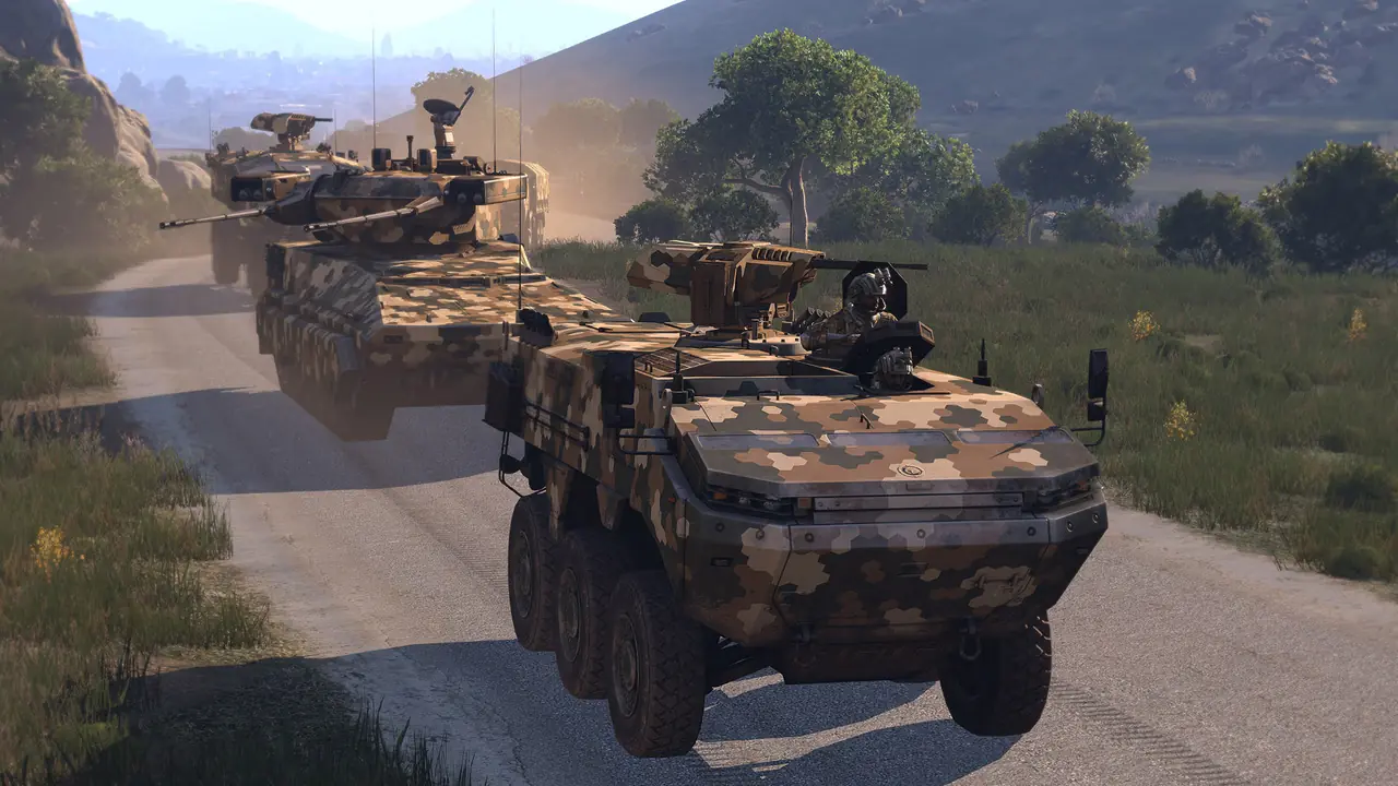 Arma 3 armoured convoy on Altis