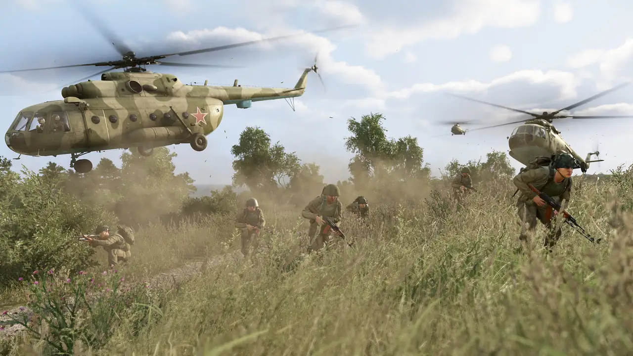 Arma Reforger Mi-8 helicopters landing troops
