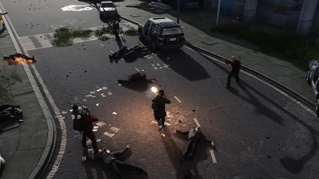 HumanitZ survivors fighting zombies in the street