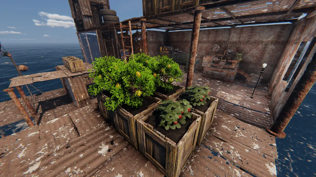 Sunkenland base with a rooftop garden